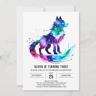 Invitation Simple Magic Wolf Digital Boy Anniversaire