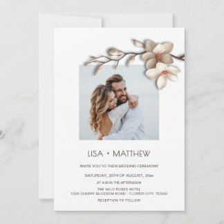 Invitation Simple Magnolia Casual Wedding Photo