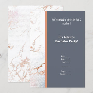 INVITATION SIMPLE MARBRE BLANC FÊTE DE MARIAGE OR ROSE BACHEL