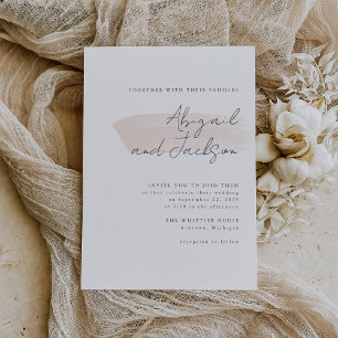 Invitation Simple mariage avec coups de pinceau rose