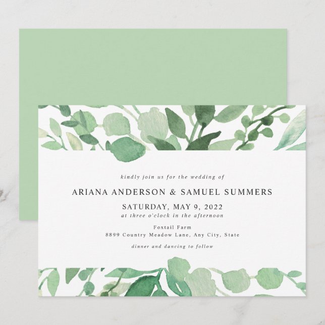 Invitation Simple mariage de verdure 4197 (Devant / Derrière)