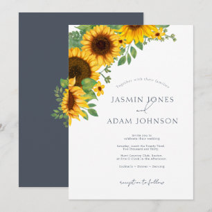 Invitation Simple Mariage Floral de Tournesol