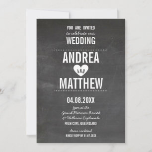 Invitation SIMPLE MARIAGE mignon tableau de bord de coeur sim