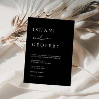 Invitation Simple Mariage minimaliste élégant noir et blanc