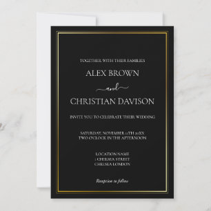 Invitation Simple Mariage Minimaliste Noir & Blanc
