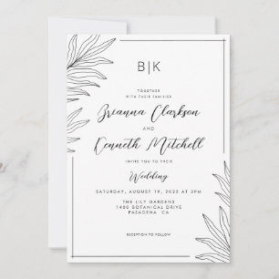 Invitation Simple Mariage minimaliste noir et blanc