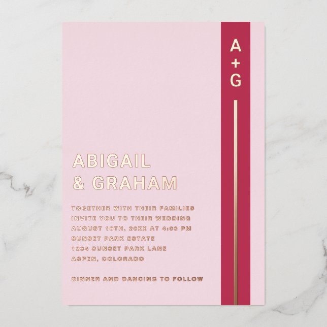 Invitation simple Mariage moderne Foil (Recto)