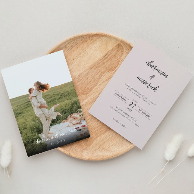 Invitation Simple Mariage Photo Élégant (Créateur téléchargé)
