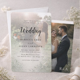Invitation Simple Mariage Photo en surimpression Noir & Blanc