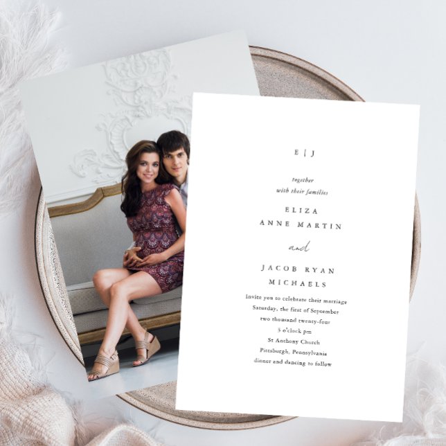 Invitation Simple Mariage photo Monogramme noir et blanc (Créateur téléchargé)