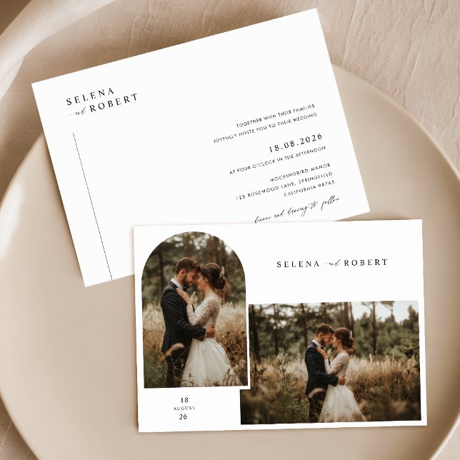 Invitation Simple Mariage photo rustique noir et blanc (Créateur téléchargé)