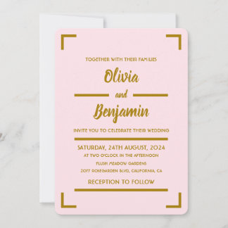 Invitation Simple Mariage Script Manuscrit Rose