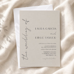 Invitation Simple mariage taupe