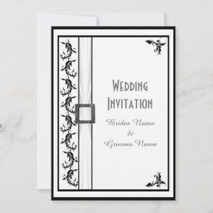 Invitation Simple mariage traditionnel noir et blanc