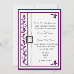 Invitation Simple mariage traditionnel violet blanc