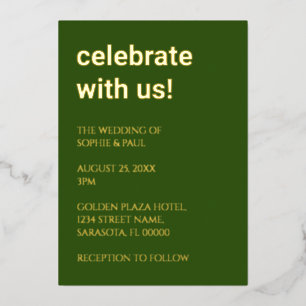 Invitation simple Mariage vert de forêt