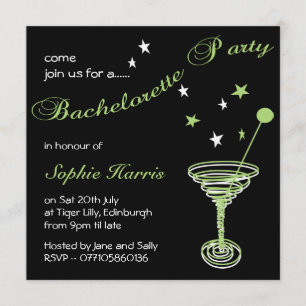 Invitation Simple Martini Green Swirl Bachelorette Party