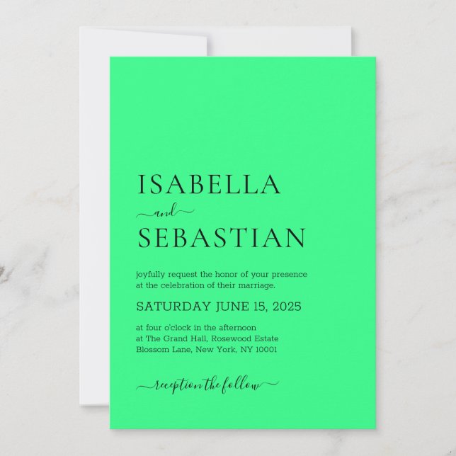 Invitation Simple Medium Spring Green Wedding (Devant)