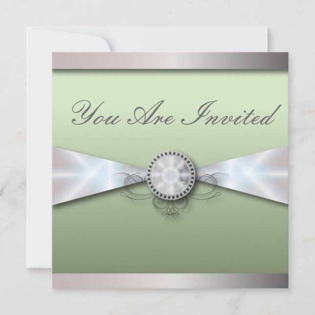 Invitation simple menthe mariage et mariage blanc (Devant)