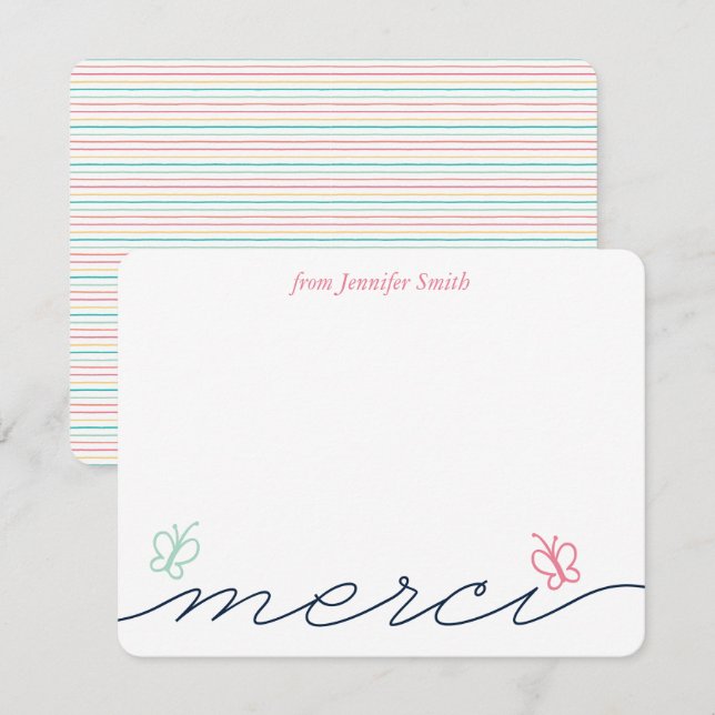 Invitation Simple Merci Butterfly (Devant / Derrière)