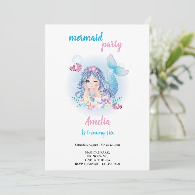 Invitation simple mermaid (Debout devant)