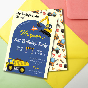 Invitation Simple mignon camion de construction enfants 2e an
