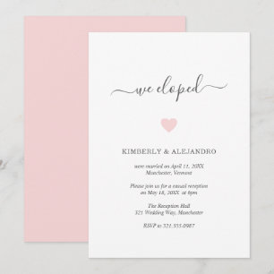 Invitation Simple Mignonne Coeur Rose Réception de mariage mo