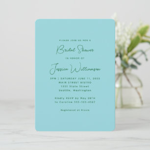 Invitation Simple mignonne esthétique Fête des mariées bleue 