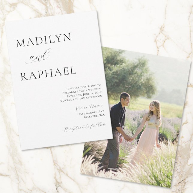 Invitation Simple Minimal Ajouter un Mariage photo (Créateur téléchargé)