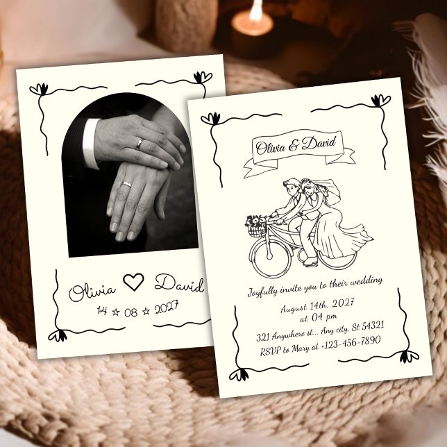 Invitation Simple minimalist Modern Hand-drawn Wedding (Créateur téléchargé)