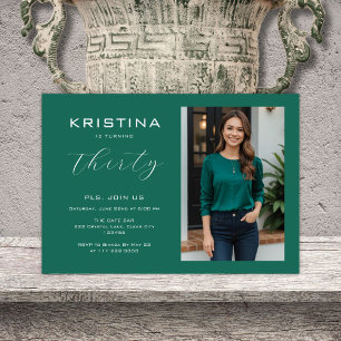 Invitation Simple Minimaliste Anniversaire 30 Ans Vert Emerau