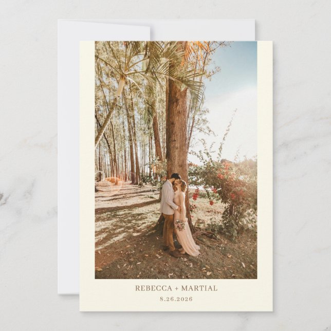 Invitation Simple minimaliste Boho Mariage 2 Photos (Devant)