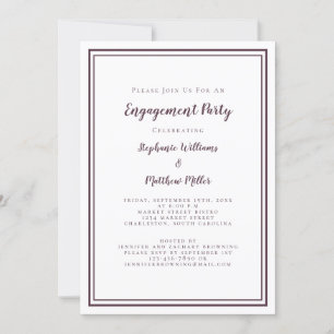 Invitation Simple minimaliste Cassis Purple Engagement Party