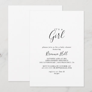 Invitation Simple minimaliste C'est un Baby shower de fille