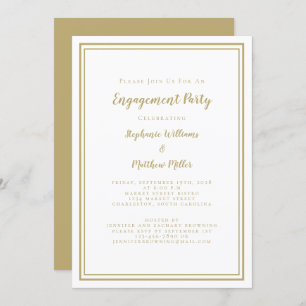 Invitation Simple minimaliste Chic Gold White Engagement Part