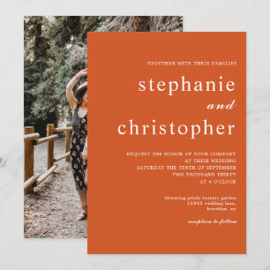 Invitation Simple minimaliste Chic Script Coral Mariage photo