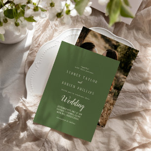 Invitation Simple Minimaliste Dark Sage Photo Mariage informe