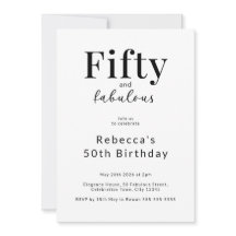 Simple Minimaliste Fête d'anniversaire 50 ans Noir