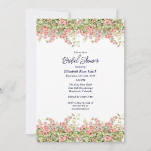 Invitation Simple minimaliste Jolie vigne rose douche nuptial