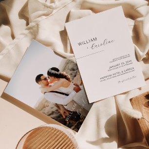 Invitation Simple minimaliste Mariage de script photo