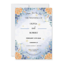 Simple minimaliste Mariage floral bleu jaune