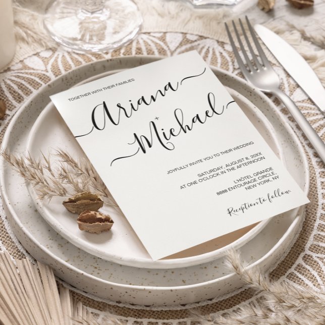 Invitation Simple minimaliste Mariage noir blanc (Créateur téléchargé)