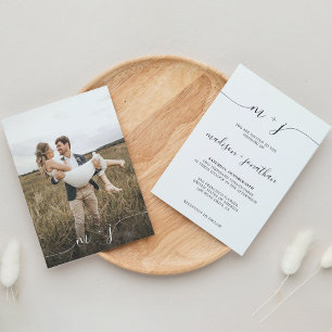 Invitation Simple minimaliste Mariage photo de script de mono