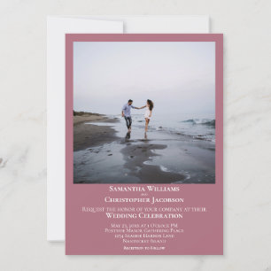Invitation Simple minimaliste moderne Dusty Rose Mariage phot