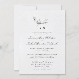 Invitation Simple minimaliste moderne Eucalyptus Olive Mariag