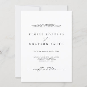 Invitation Simple minimaliste moderne Mariage noir et blanc