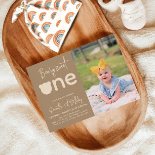 Invitation Simple minimaliste moderne petit ours 1er annivers