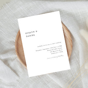 Invitation Simple minimaliste Nettoyer le Mariage noir et bla