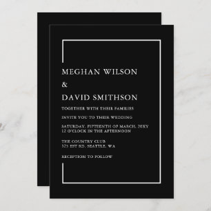 Invitation Simple minimaliste noir et blanc Mariage moderne