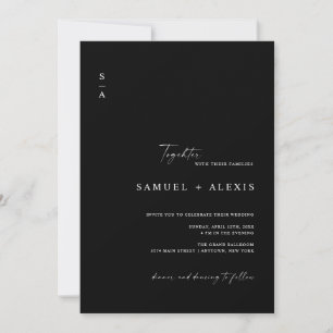 Invitation Simple minimaliste noir QR Code Mariage photo